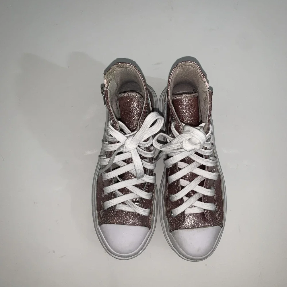 Converse Chuck Taylor All Star Shoes Kids Size 2 Pink Glitter High Top Platform